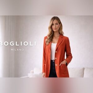 Boglioli Red Wool Blend Italian Blazer Jacket Size 42 (US 6)